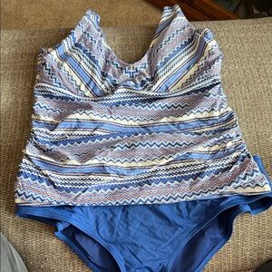 Blue Patterned Swimsuit Tankini